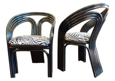 High Gloss & Zebra Print Club Chairs - Pair