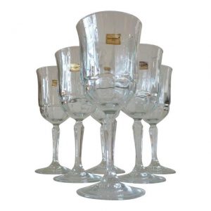 Pressed Glass Wine Goblets- Set of 6